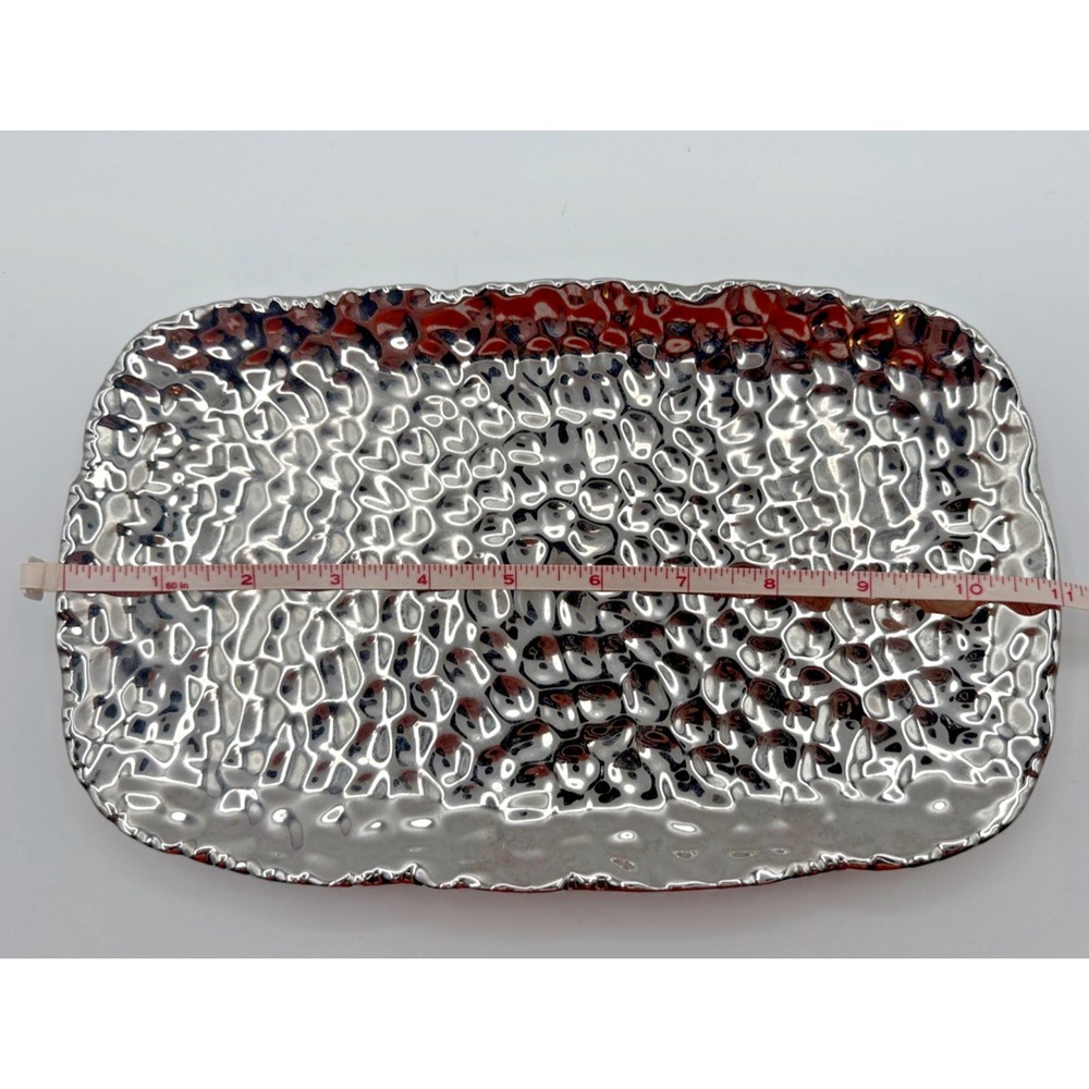 JOSEPH SEDGH COLLECTION PLATTER 11" X 7" EUC Hammered textured silver color